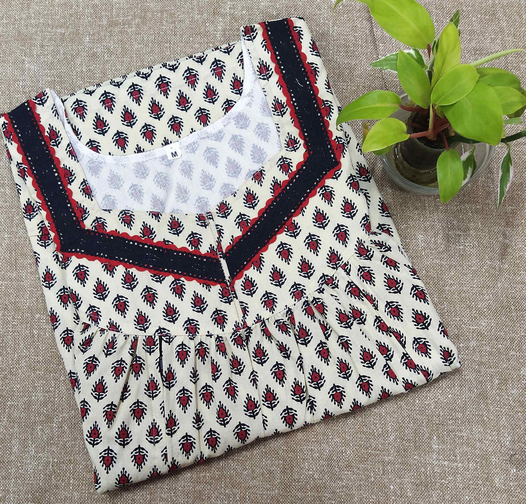 Cotton Side zip, With Pockets Medium Printed Nighty