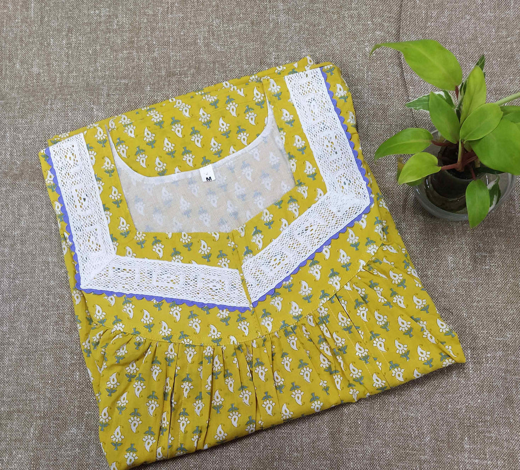 Soft Cotton Side zip, With Pockets Medium Printed Nighty