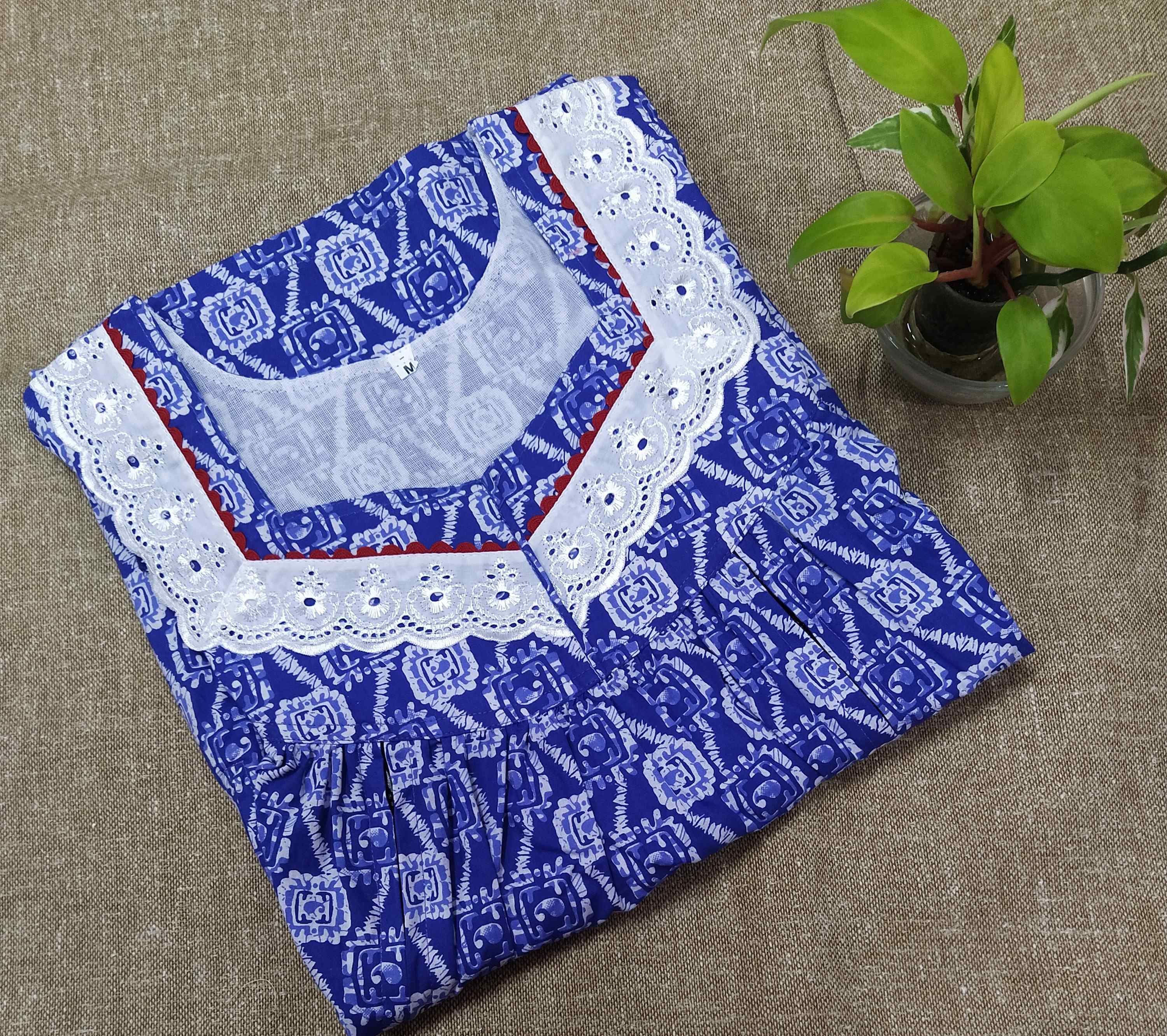Cotton Side zip, With Pockets Medium Printed Nighty