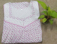 Cotton Side zip, With Pockets Small Printed Nighty
