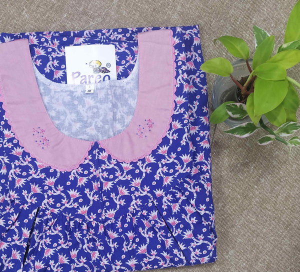 Cotton With Pockets, Half Open Medium Printed Nighty
