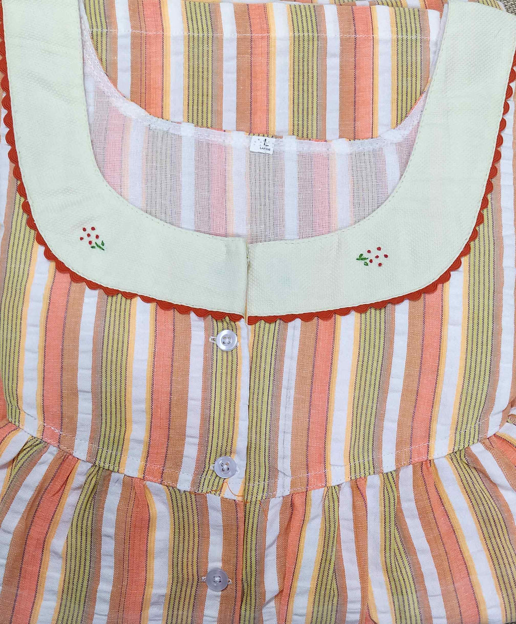 Bantex With Pockets, Half Open Large Printed Nighty