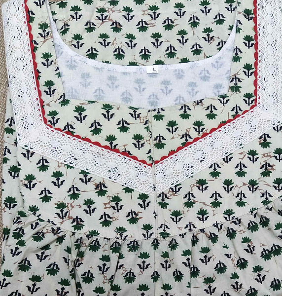 Cotton With Pockets, No Open Large Printed Nighty
