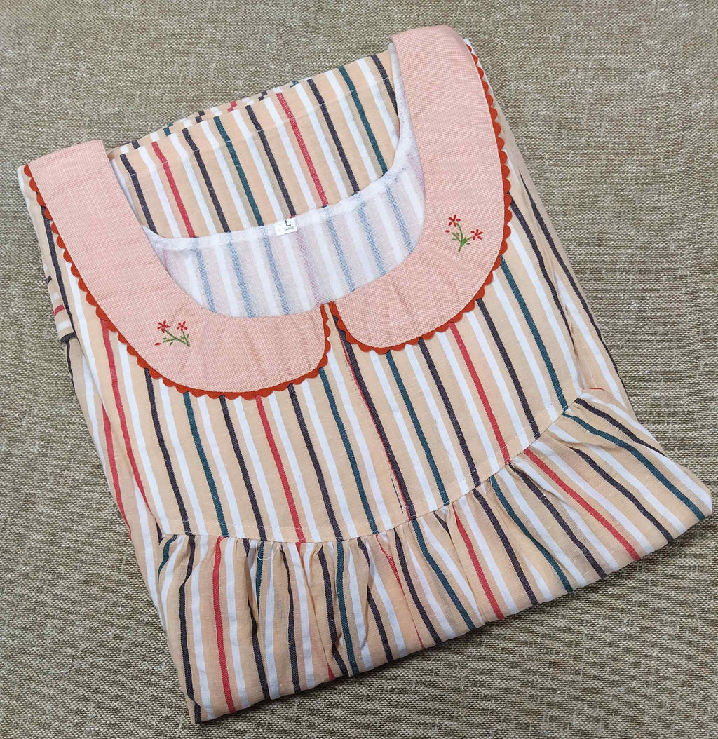Bantex With Pockets, No Open Large Printed Nighty