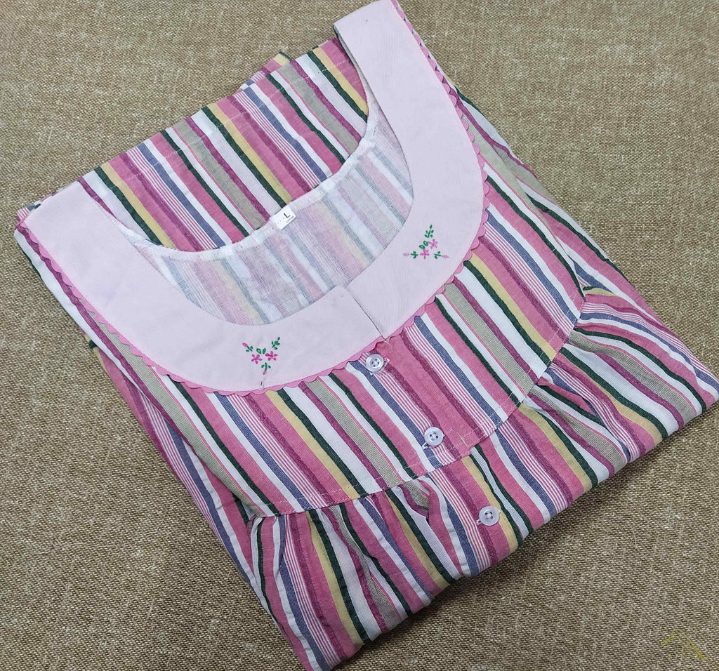 Bantex With Pockets, Half Open Large Printed Nighty
