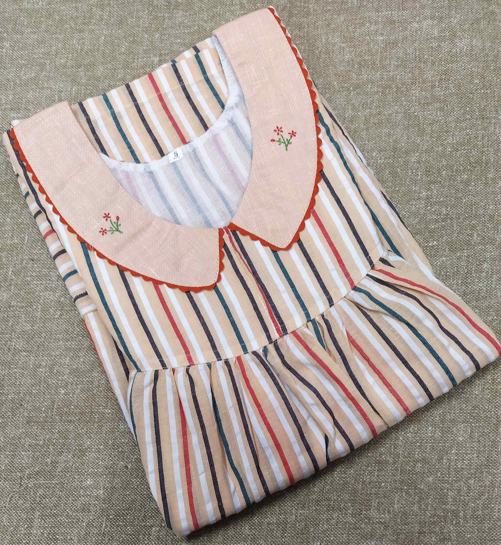 Bantex With Pockets, No Open Small Printed Nighty