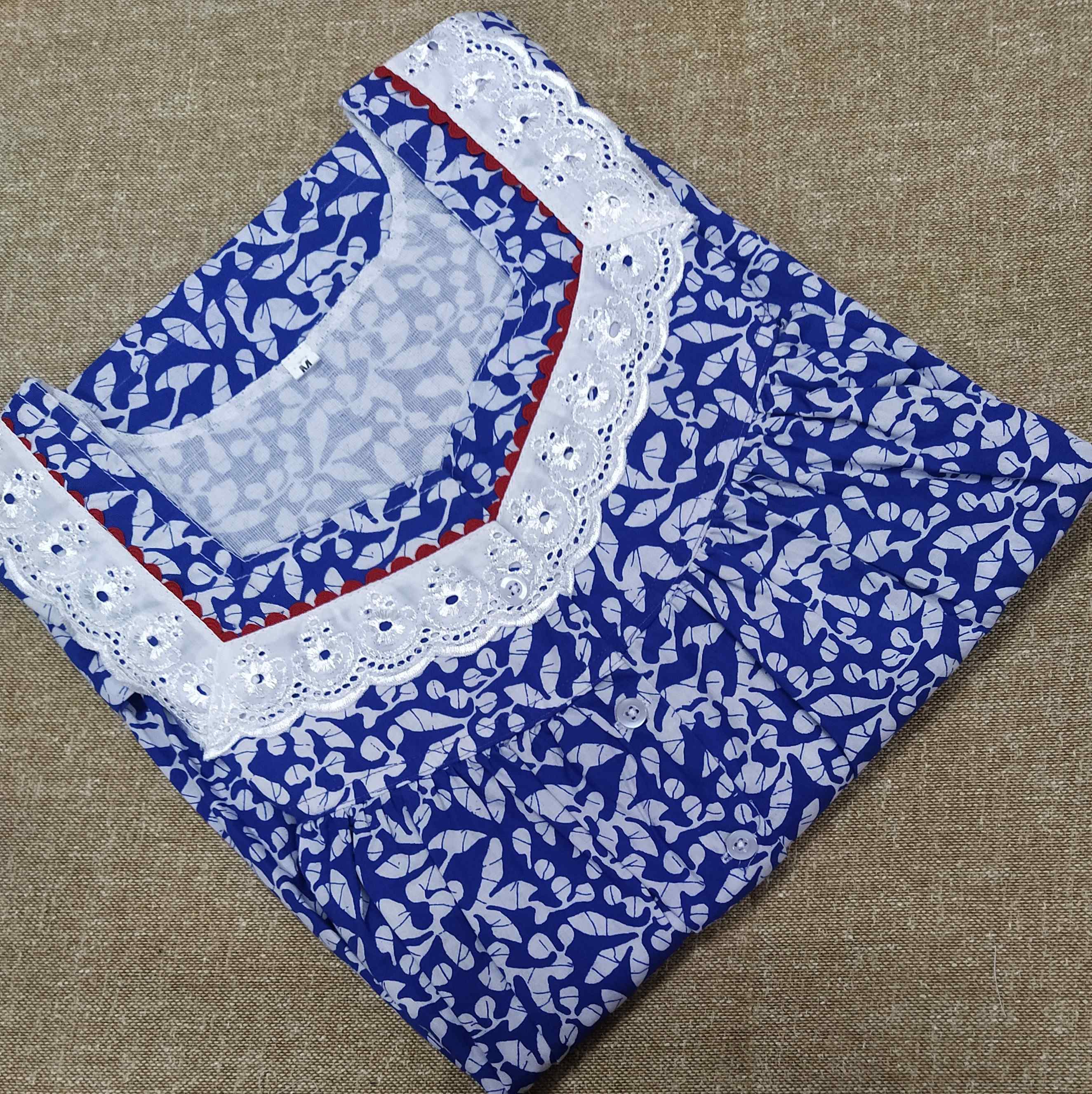 Cotton With Pockets, Half Open Medium Printed Nighty