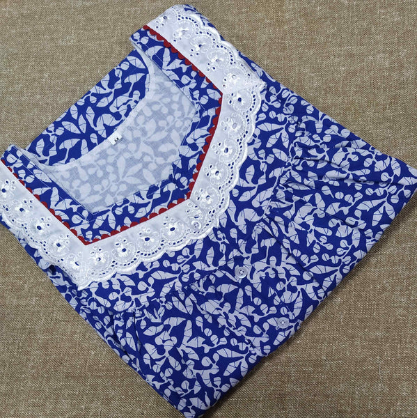 Cotton With Pockets, Half Open Medium Printed Nighty
