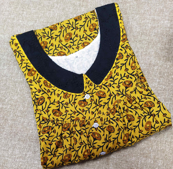 Cotton With Pockets, Half Open Medium Printed Nighty
