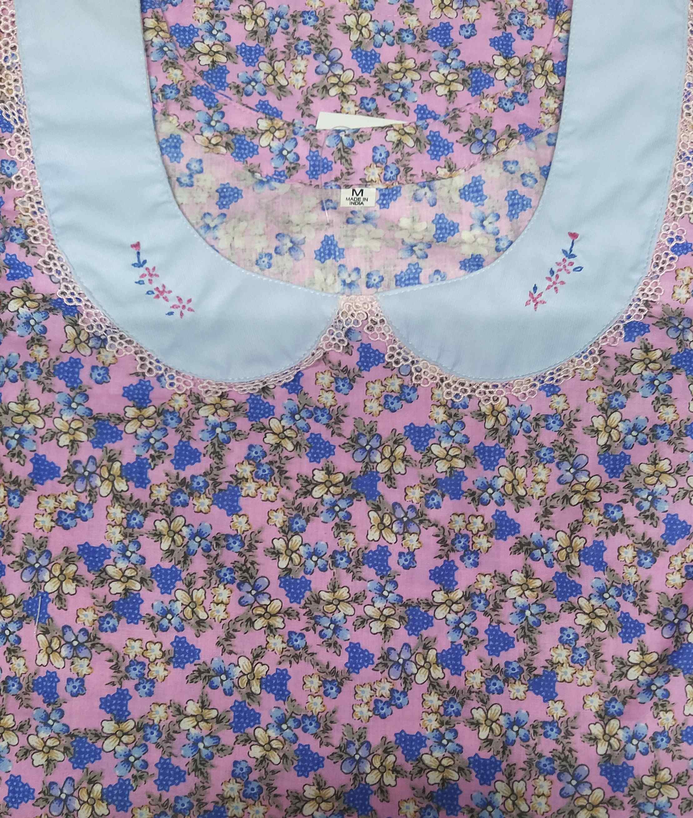 Cotton A-line churidar cut, With Pockets, No Open Medium Printed Nighty