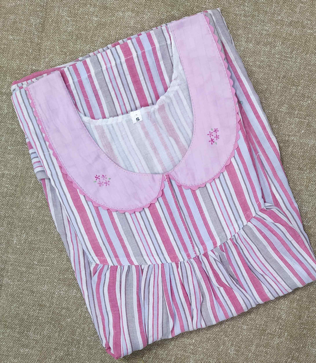 Cotton With Pockets, No Open Small Printed Nighty