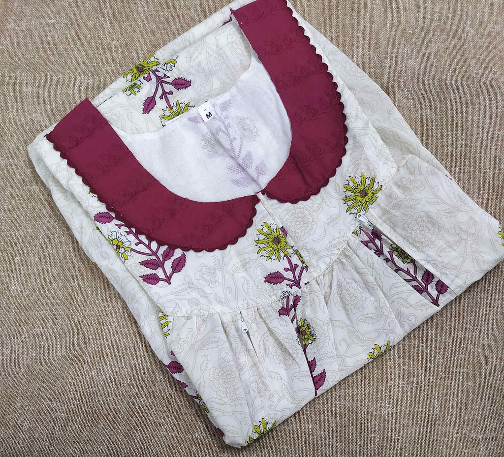 Soft Cotton Side zip, With Pockets Medium Printed Nighty