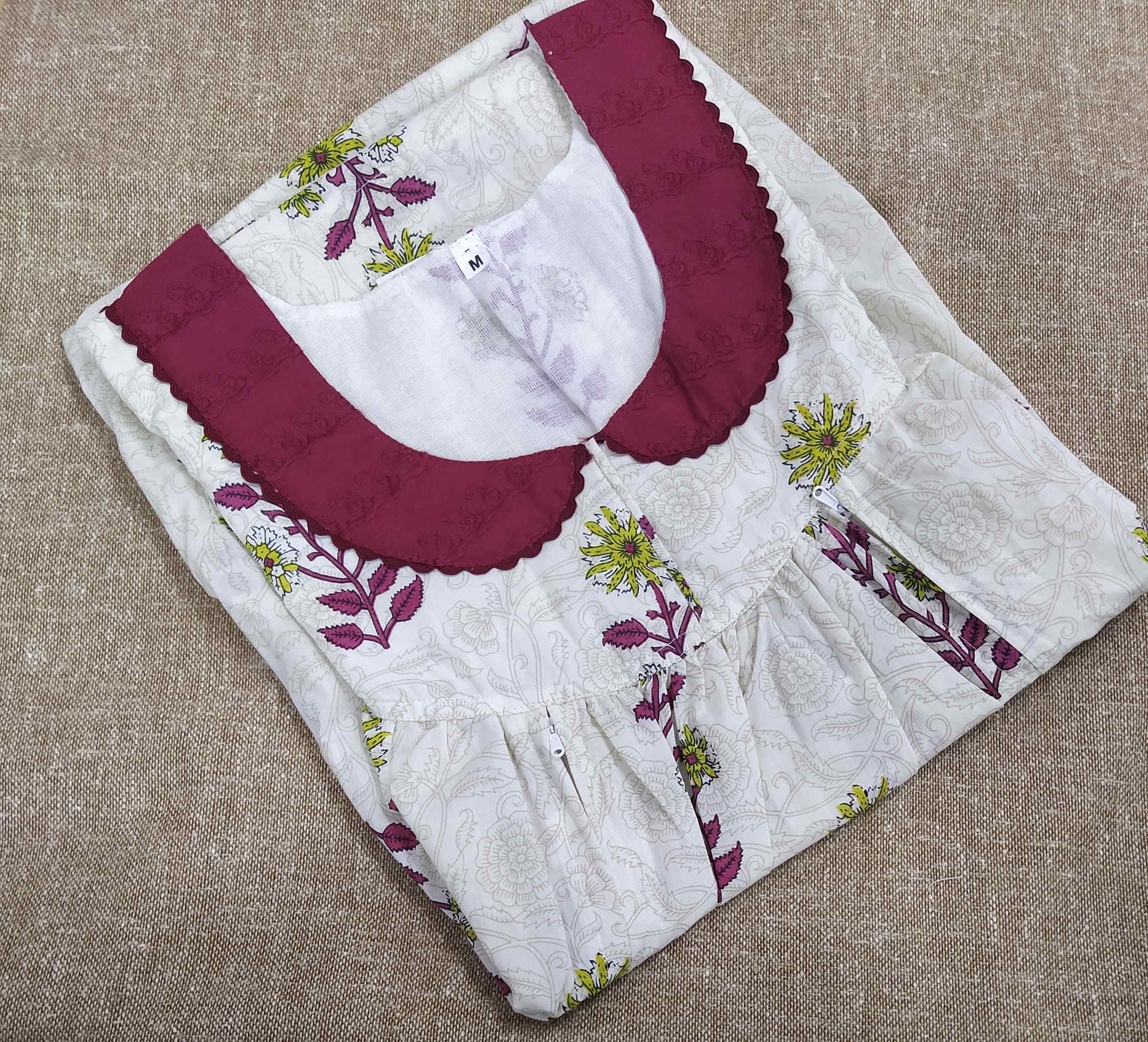Soft Cotton Side zip, With Pockets Medium Printed Nighty