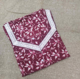 Cotton A-line churidar cut, With Pockets, Half Open Medium Printed Nighty