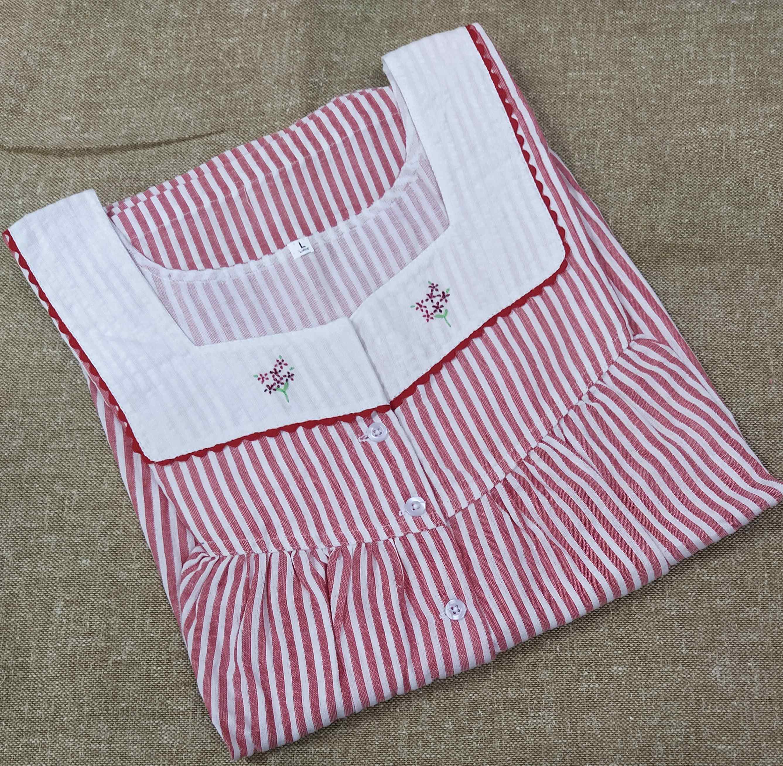 Bantex With Pockets, Half Open Large Printed Nighty
