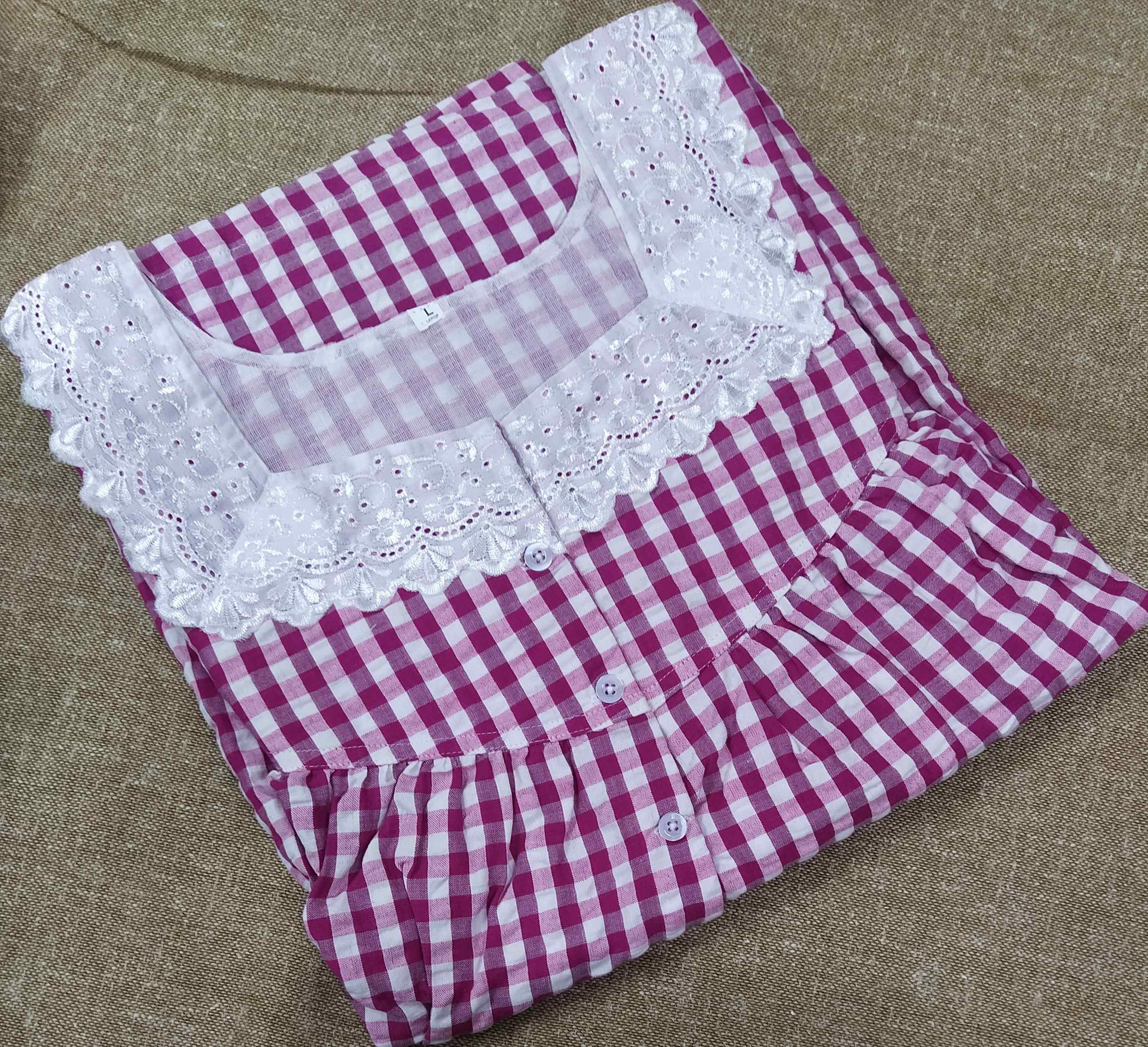 Bantex With Pockets, Half Open Large Printed Nighty