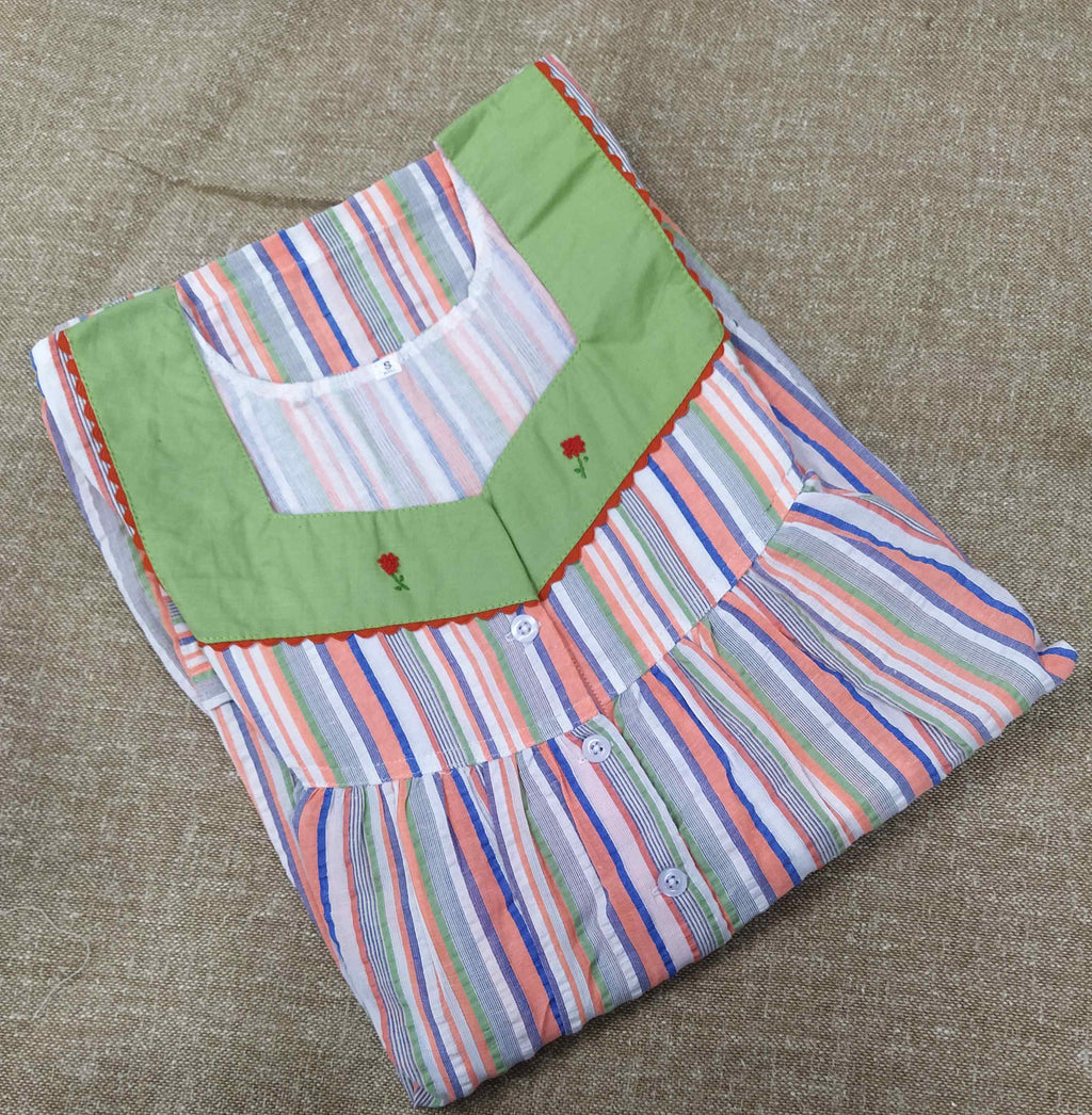 Bantex With Pockets, Half Open Small Printed Nighty
