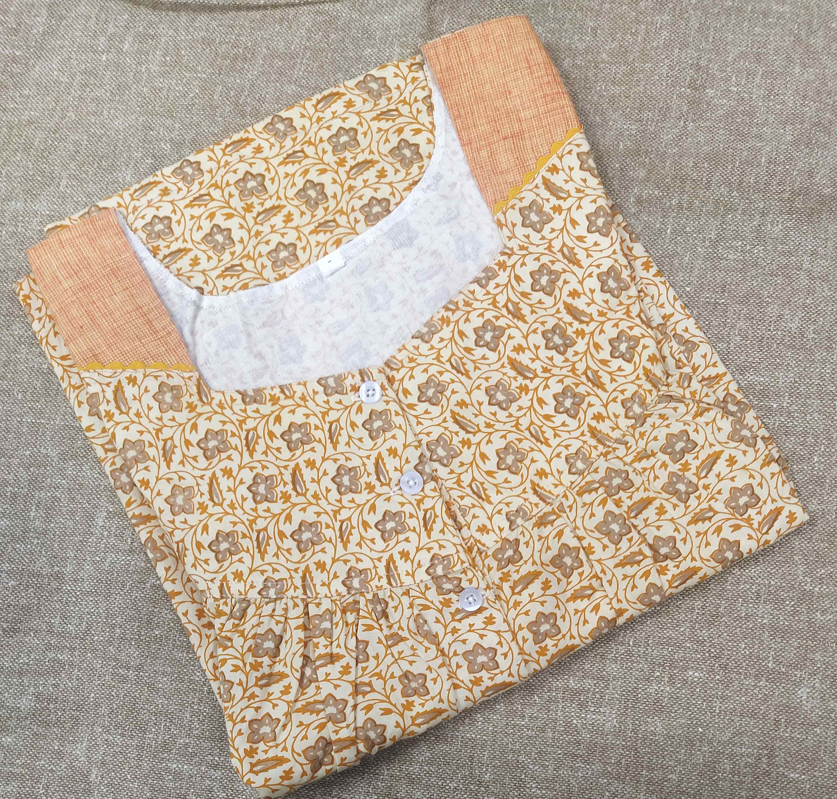 Cotton With Pockets, Half Open Medium Printed Nighty