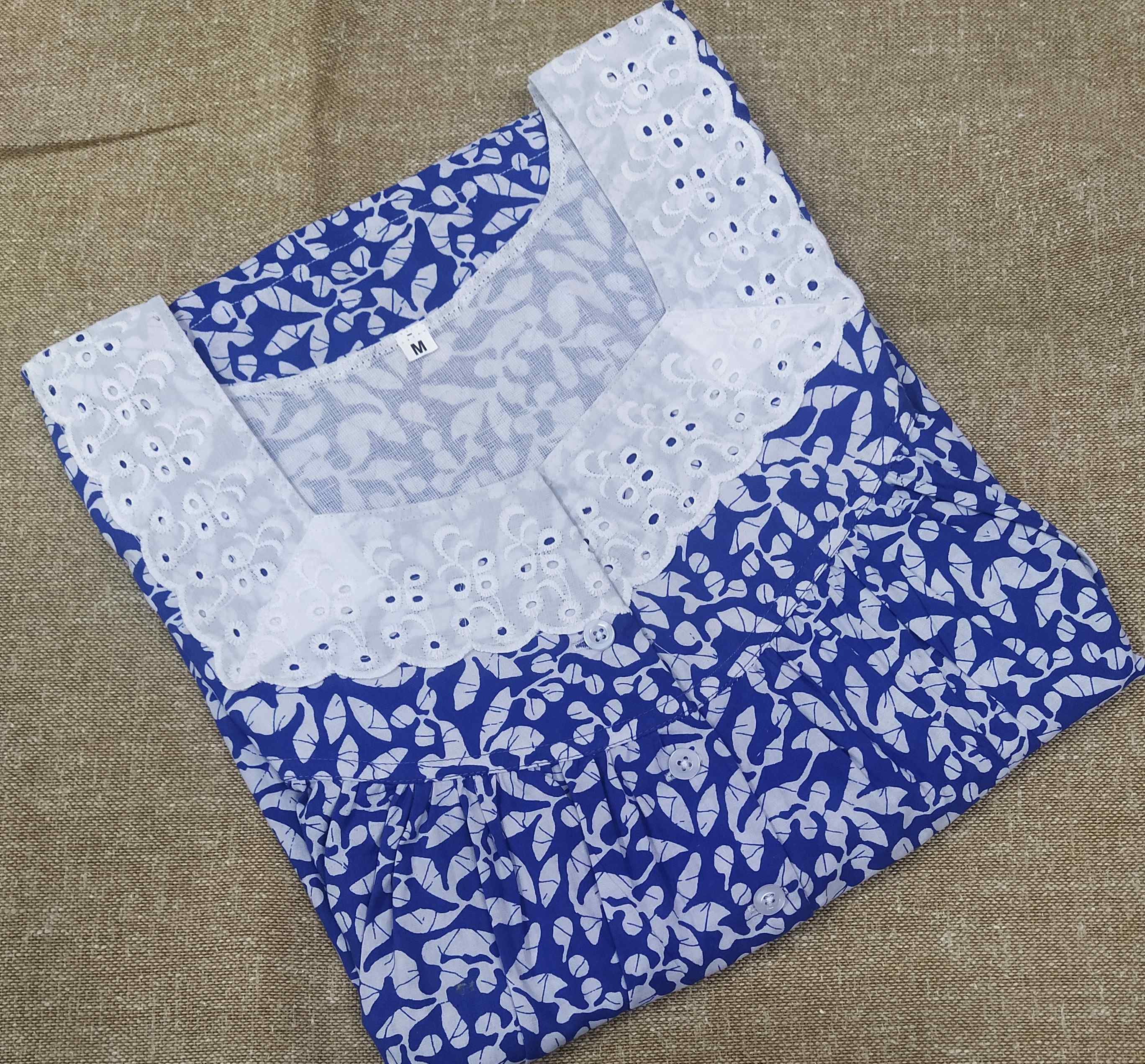 Cotton With Pockets, Half Open Medium Printed Nighty