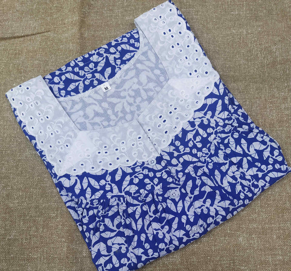 Cotton With Pockets, Half Open Medium Printed Nighty