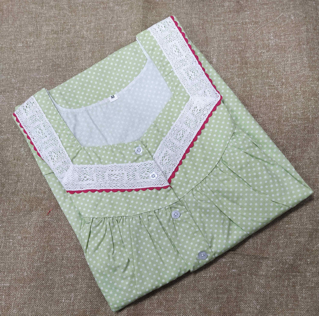 Cotton With Pockets, Half Open Medium Printed Nighty