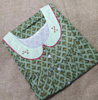 Soft Cotton With Pockets, Half Open Medium Printed Nighty