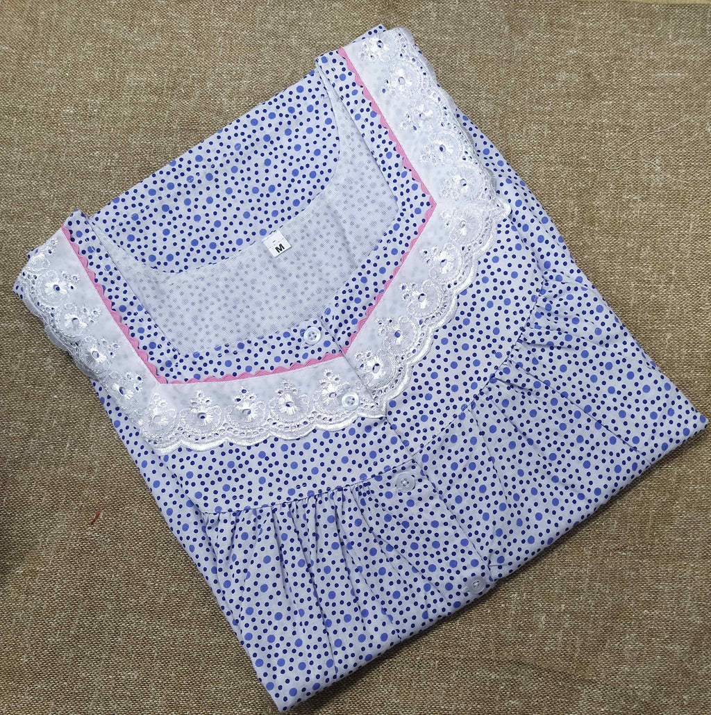 Cotton With Pockets, Half Open Medium Printed Nighty