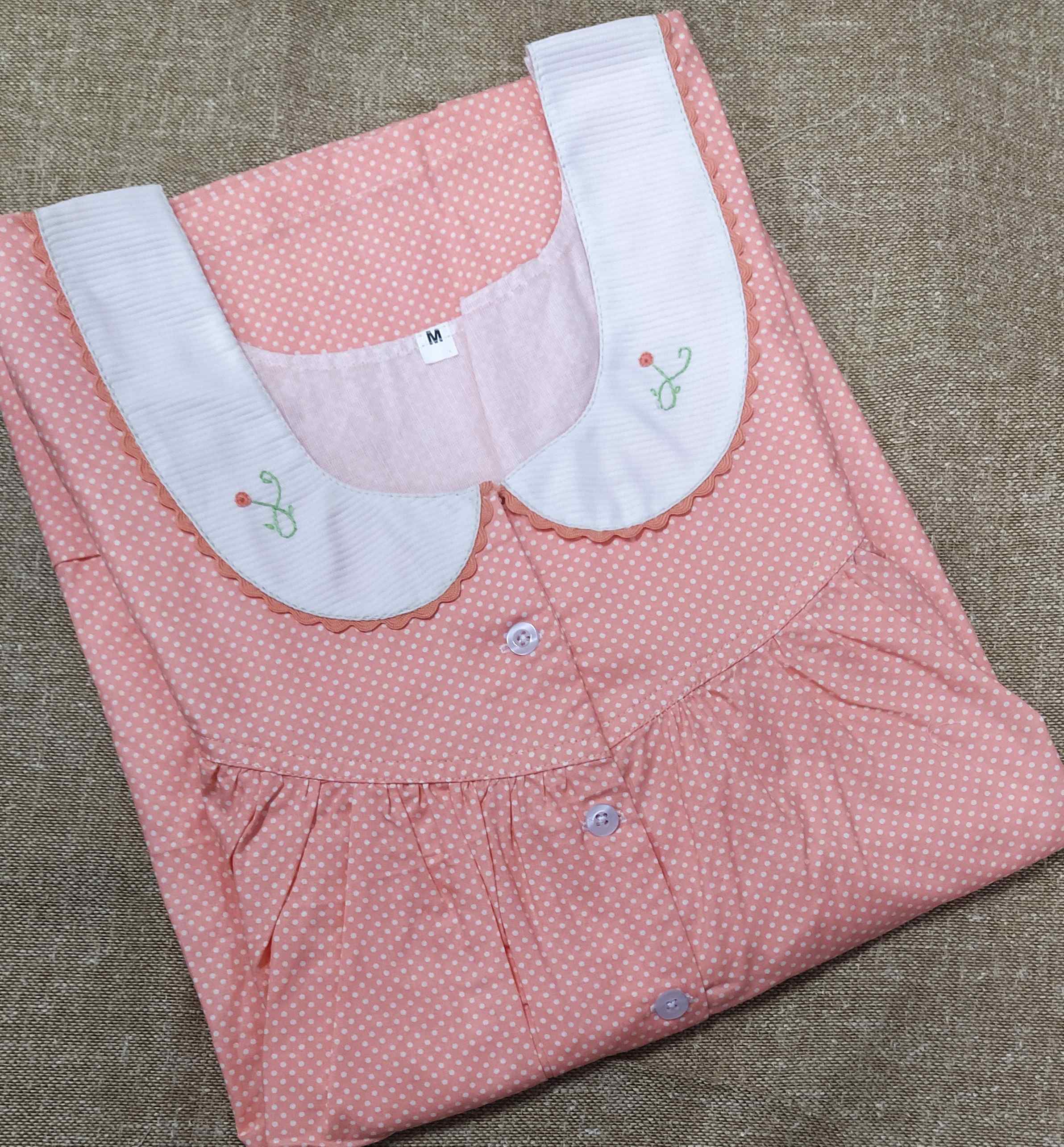 Cotton With Pockets, Half Open Medium Printed Nighty