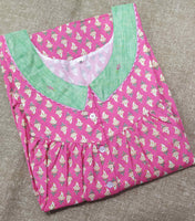 Soft Cotton With Pockets, Half Open Medium Printed Nighty