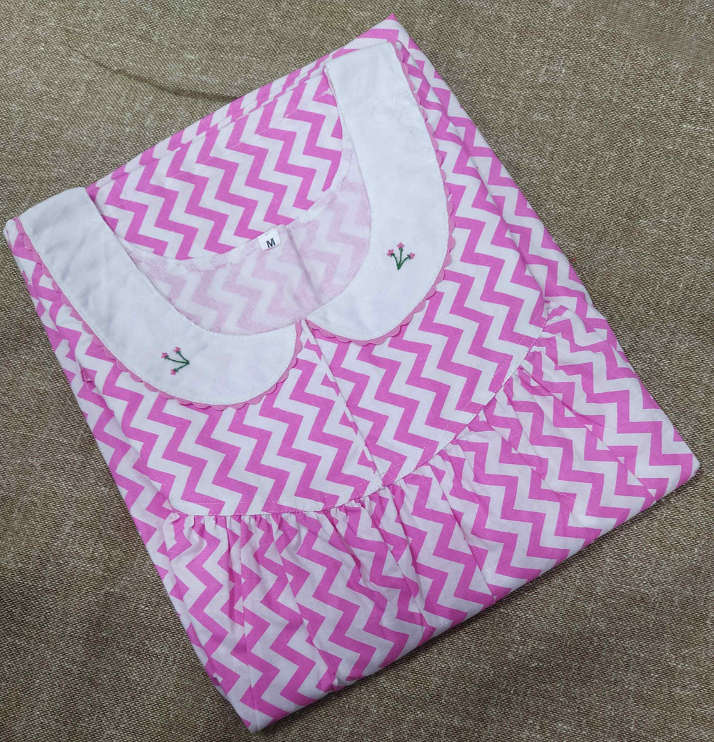 Cotton With Pockets, No Open Medium Printed Nighty
