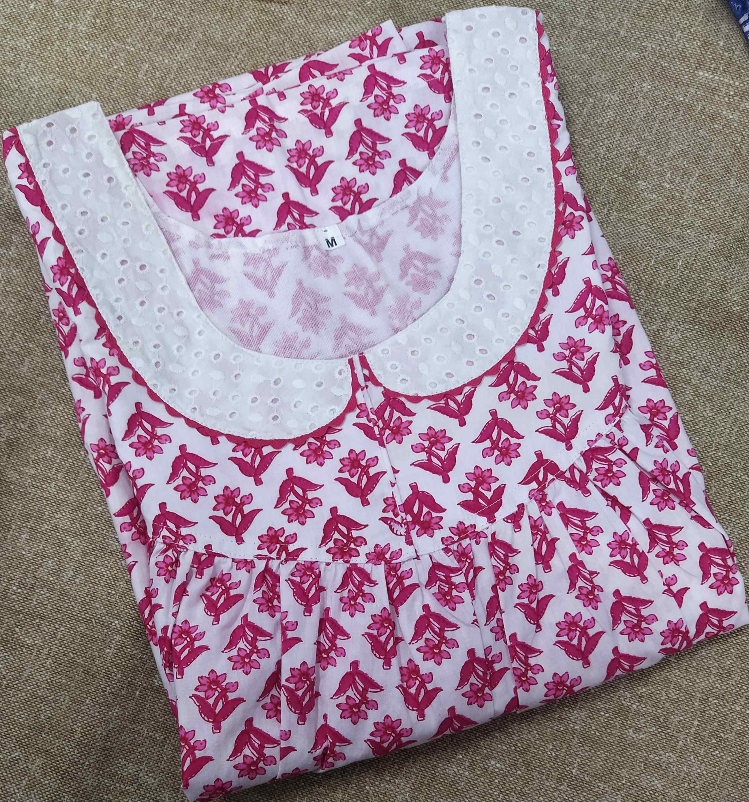 Cotton With Pockets, No Open Medium Printed Nighty