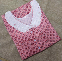 Cotton With Pockets, Half Open Small Printed Nighty