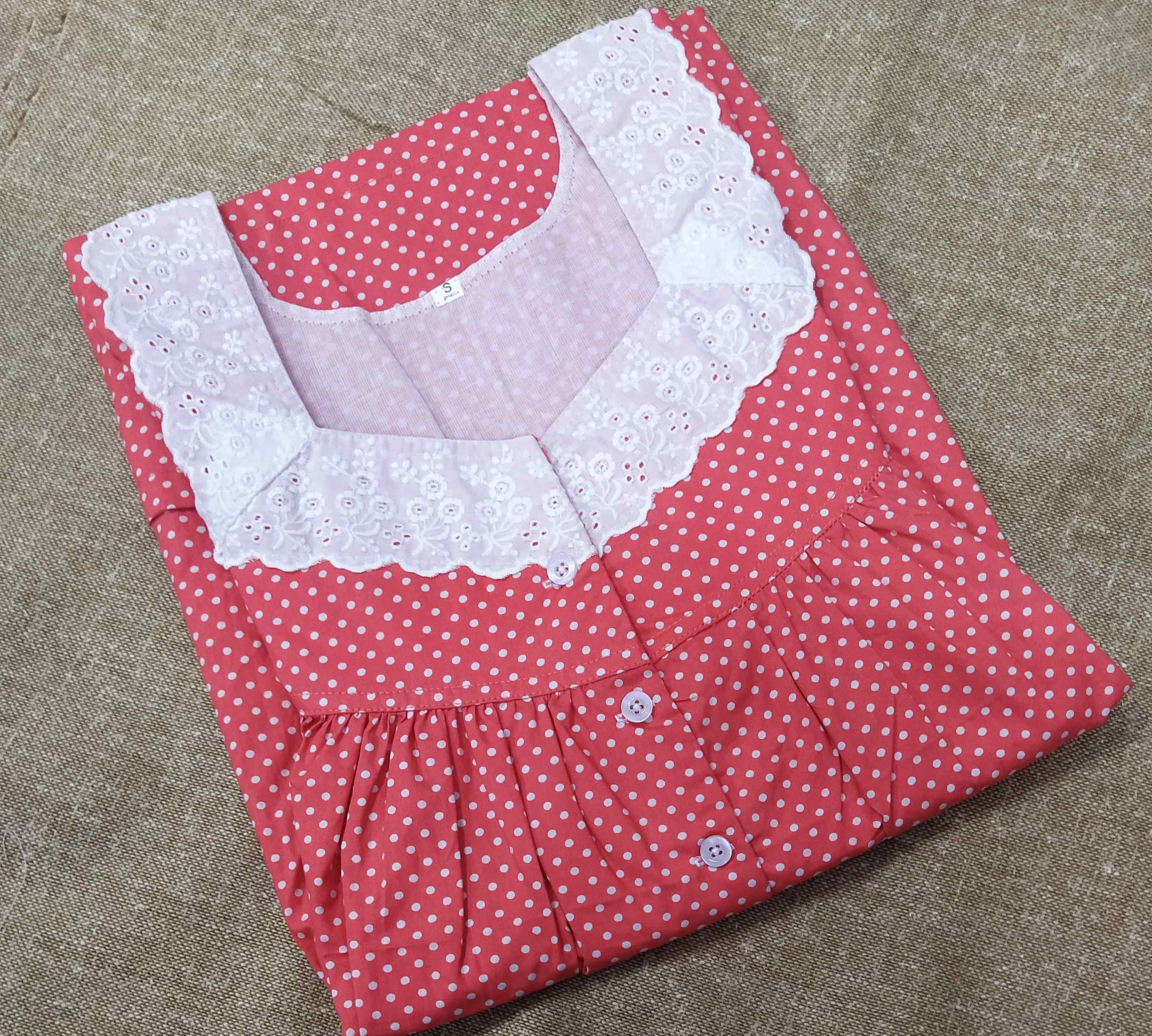 Cotton With Pockets, Half Open Small Printed Nighty