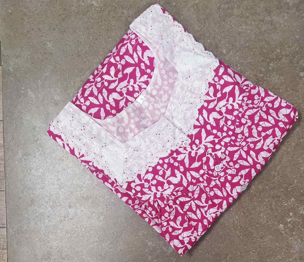 Cotton Half Open, Pockets Large Printed Nighty