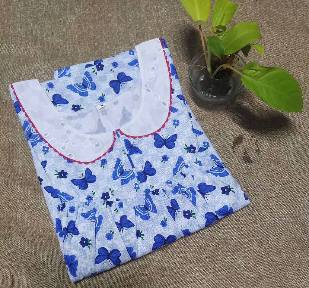 Cotton With Pockets, No Open Medium Printed Nighty