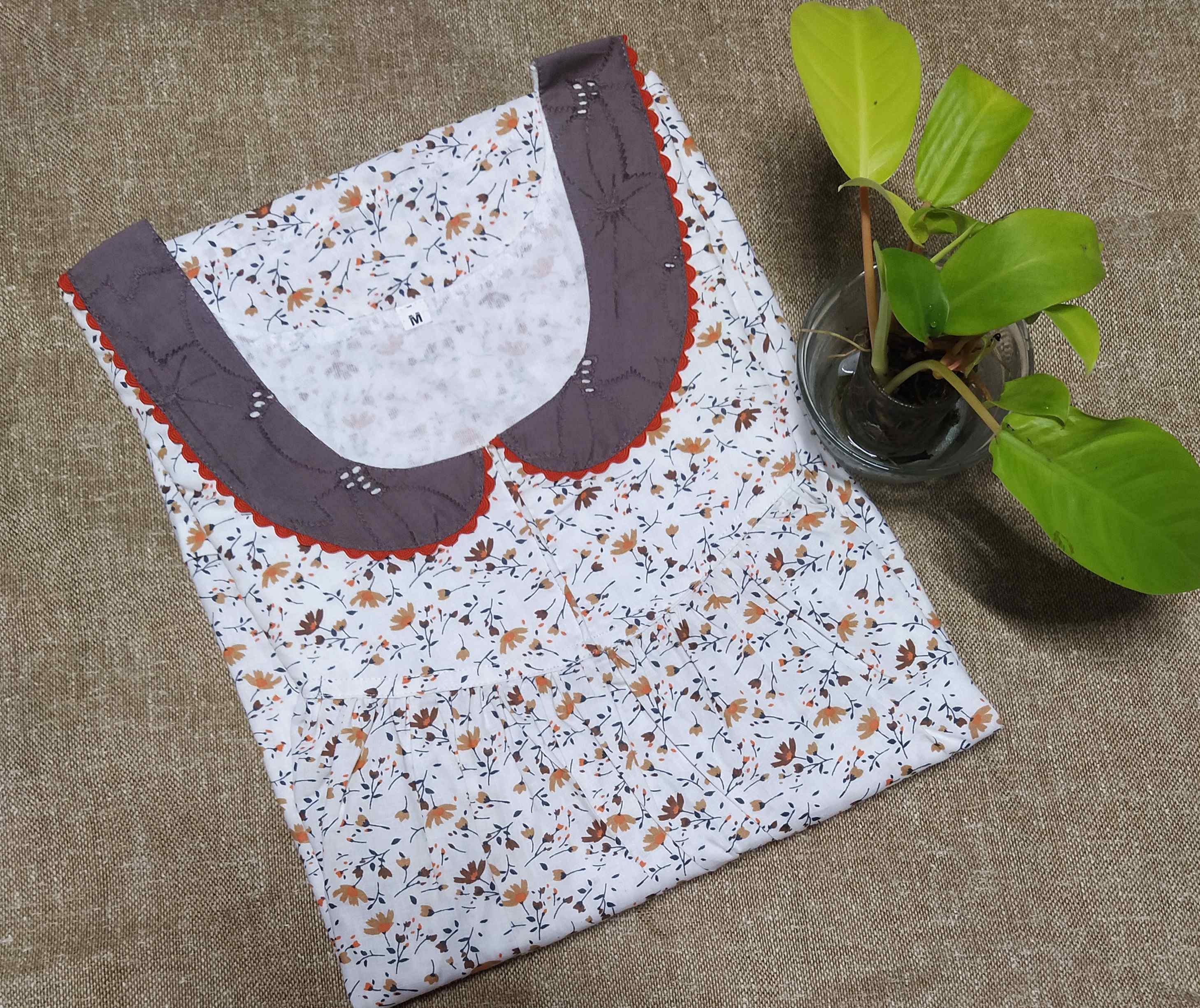 Cotton With Pockets, No Open Medium Printed Nighty