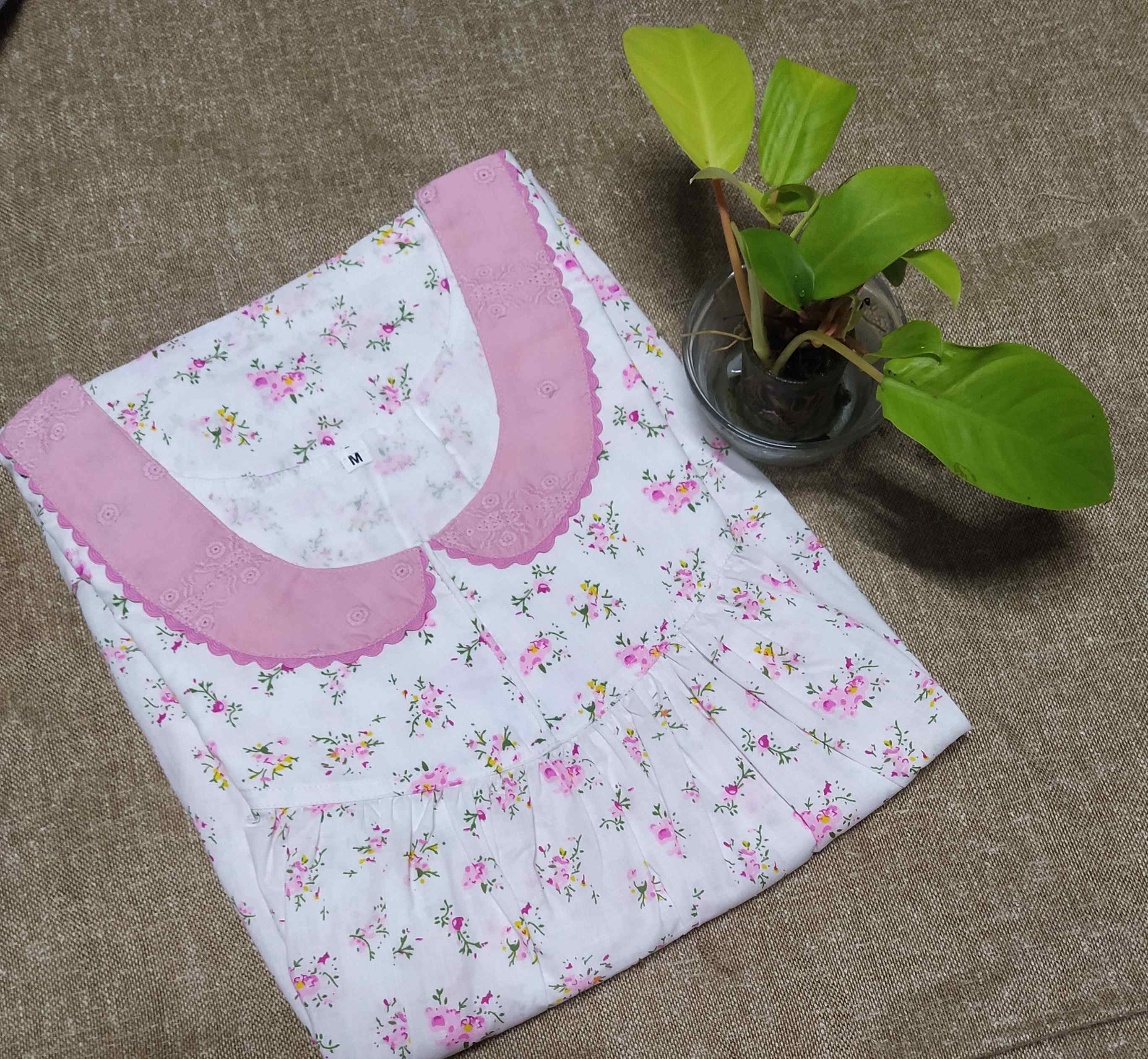 Cotton With Pockets, No Open Medium Printed Nighty