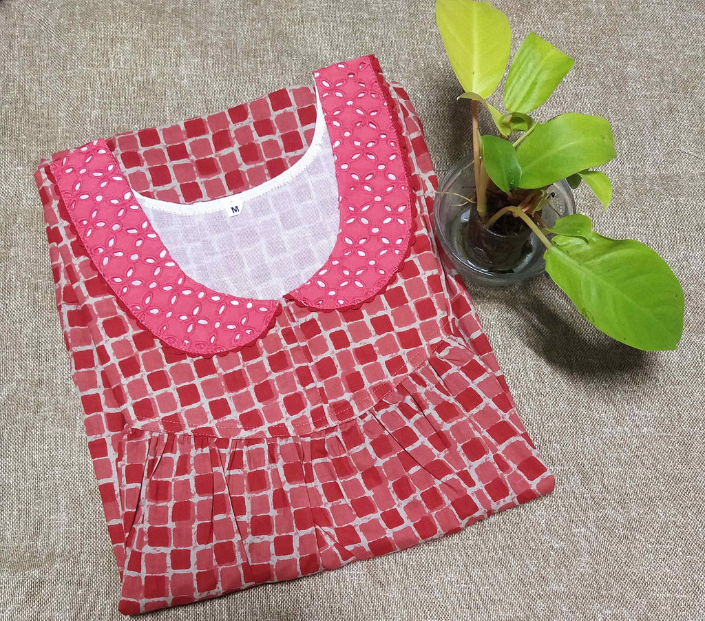 Soft Cotton With Pockets, No Open Medium Printed Nighty