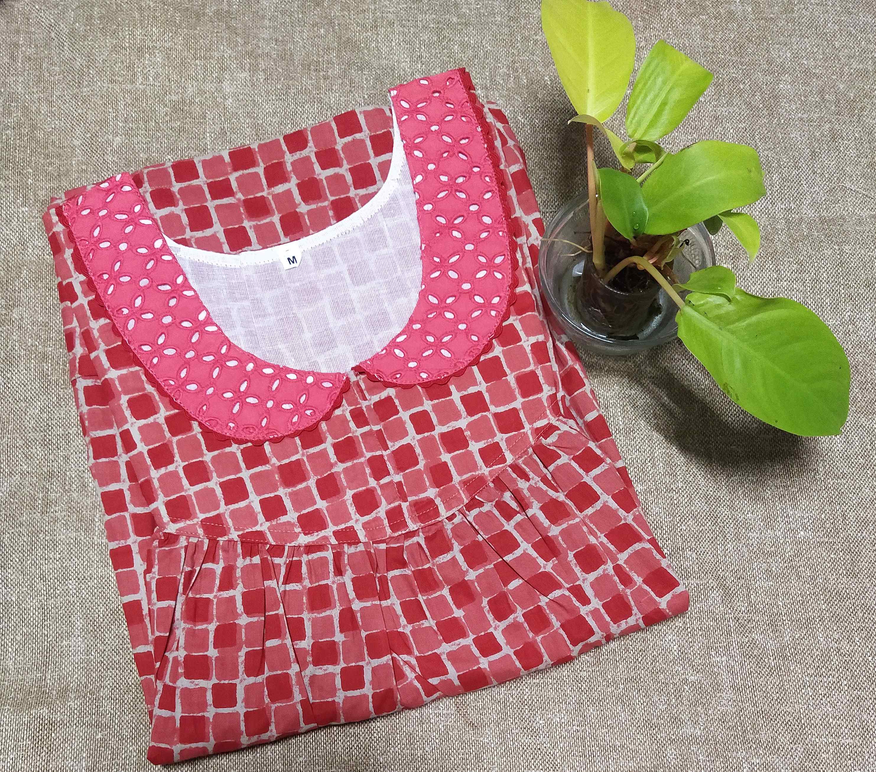Soft Cotton With Pockets, No Open Medium Printed Nighty