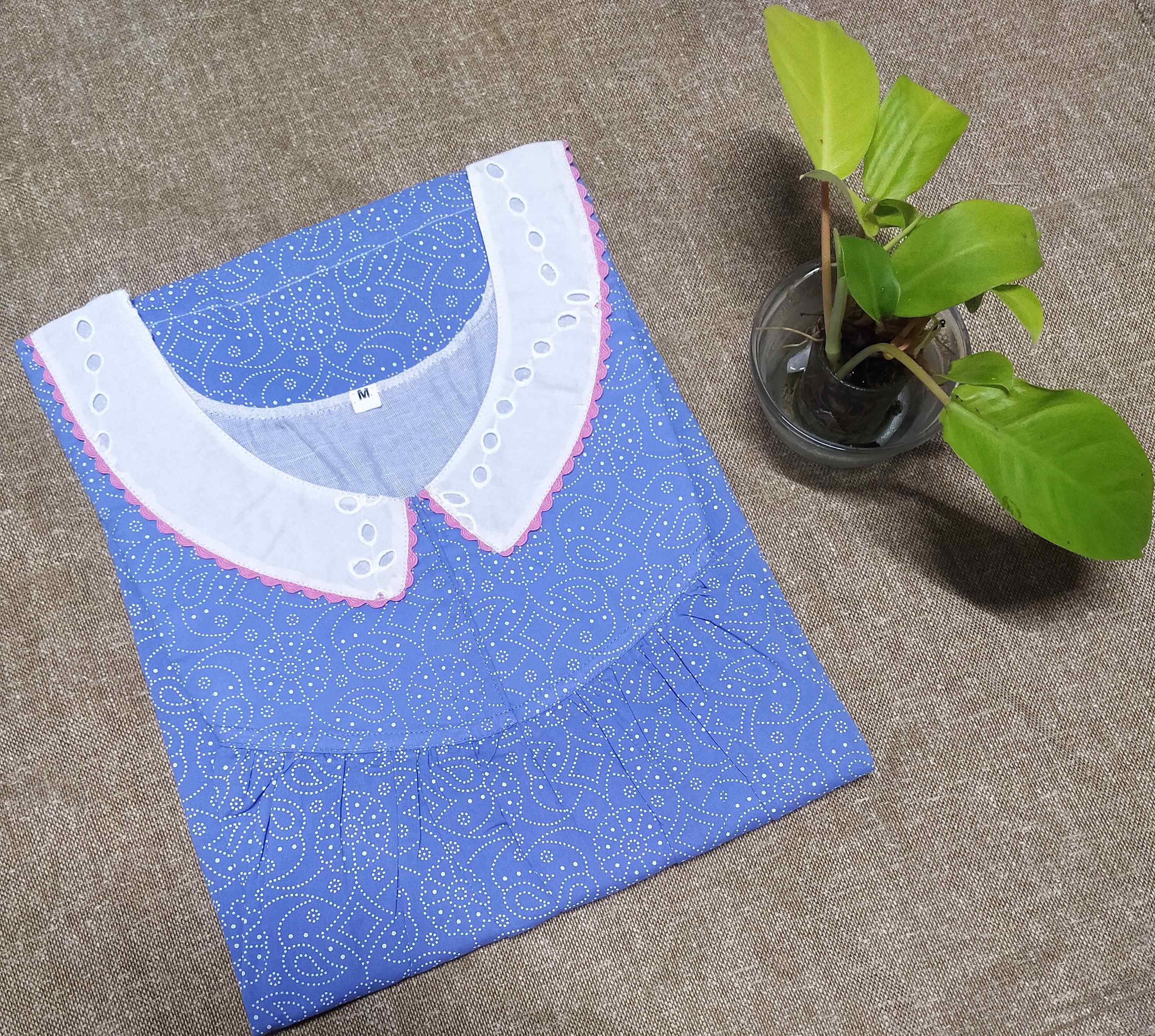 Soft Cotton With Pockets, No Open Medium Printed Nighty
