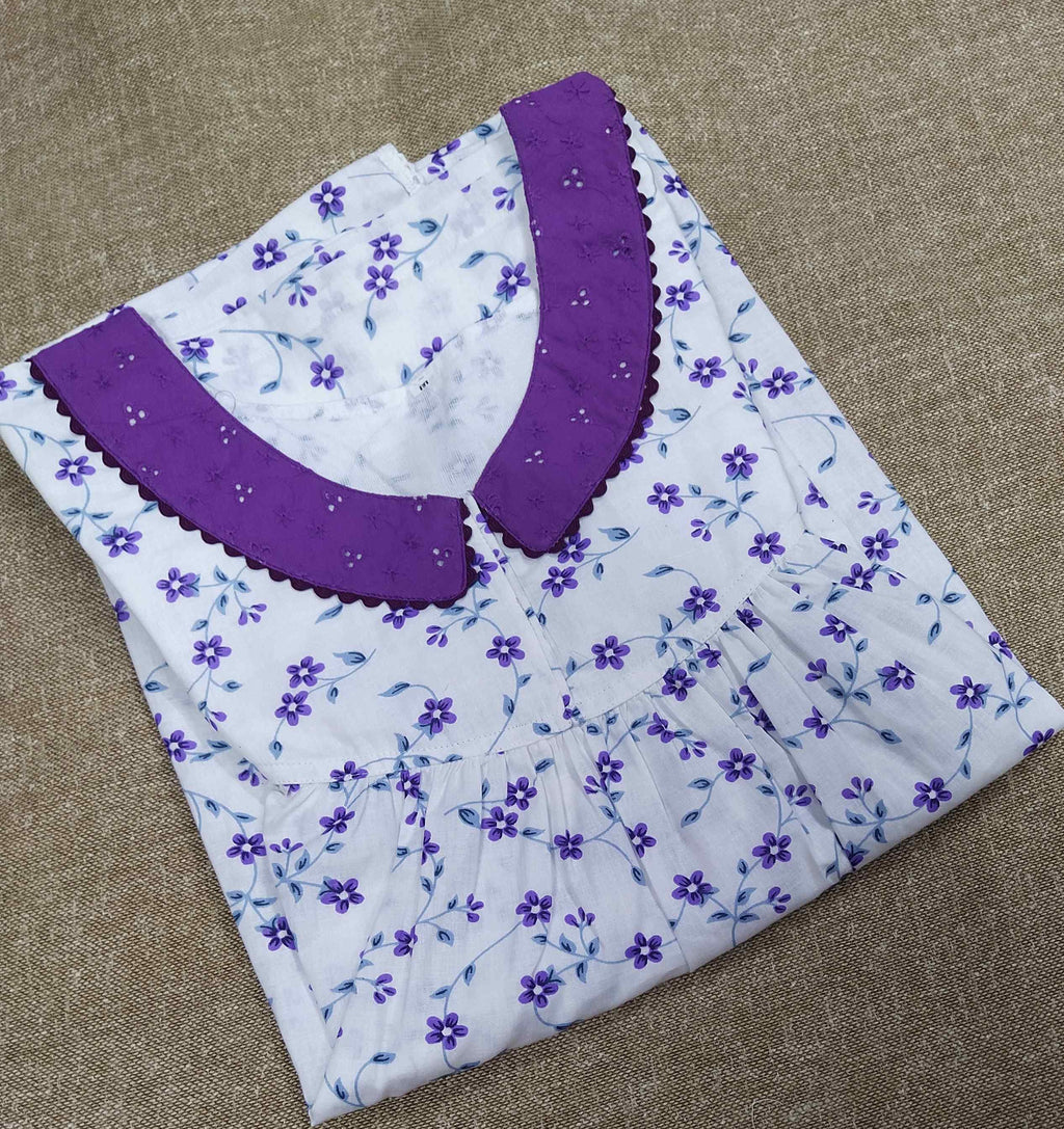 Cotton With Pockets, No Open Medium Printed Nighty