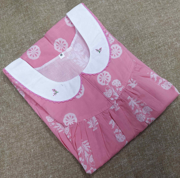Soft Cotton With Pockets, No Open Medium Printed Nighty