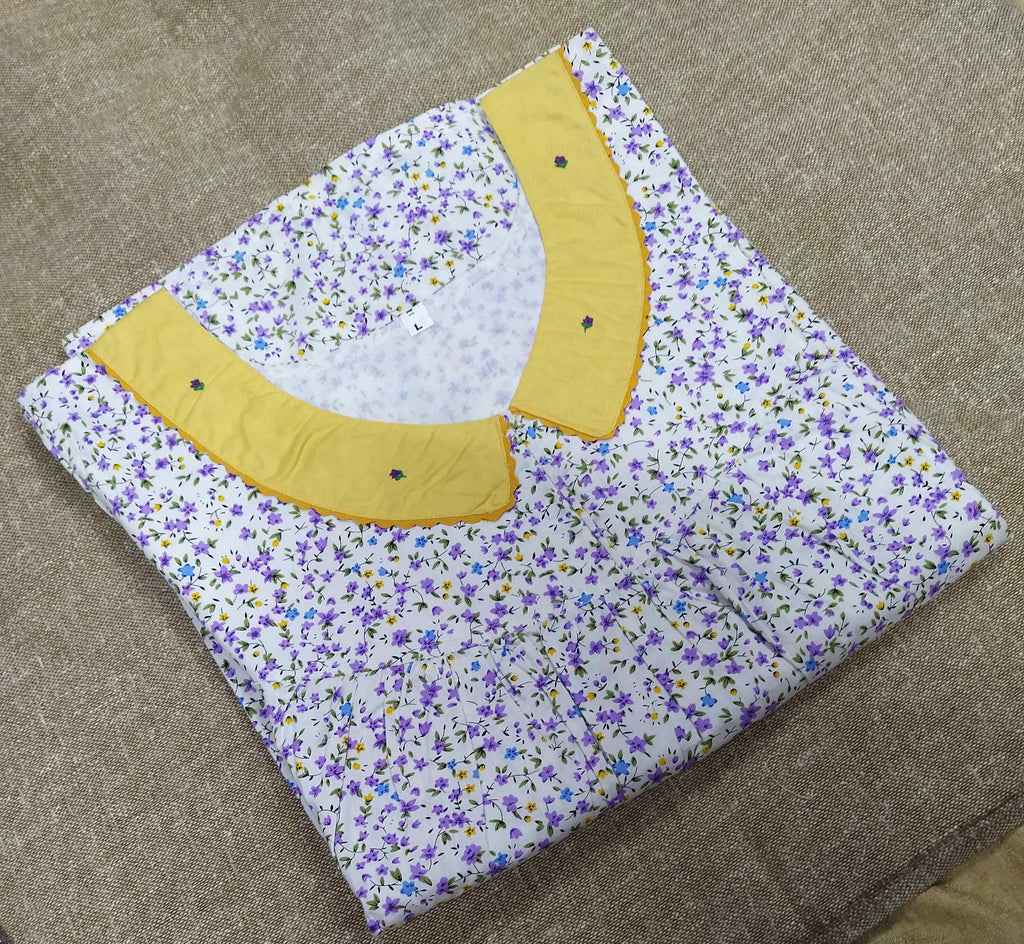 Cotton With Pockets, No Open Large Printed Nighty
