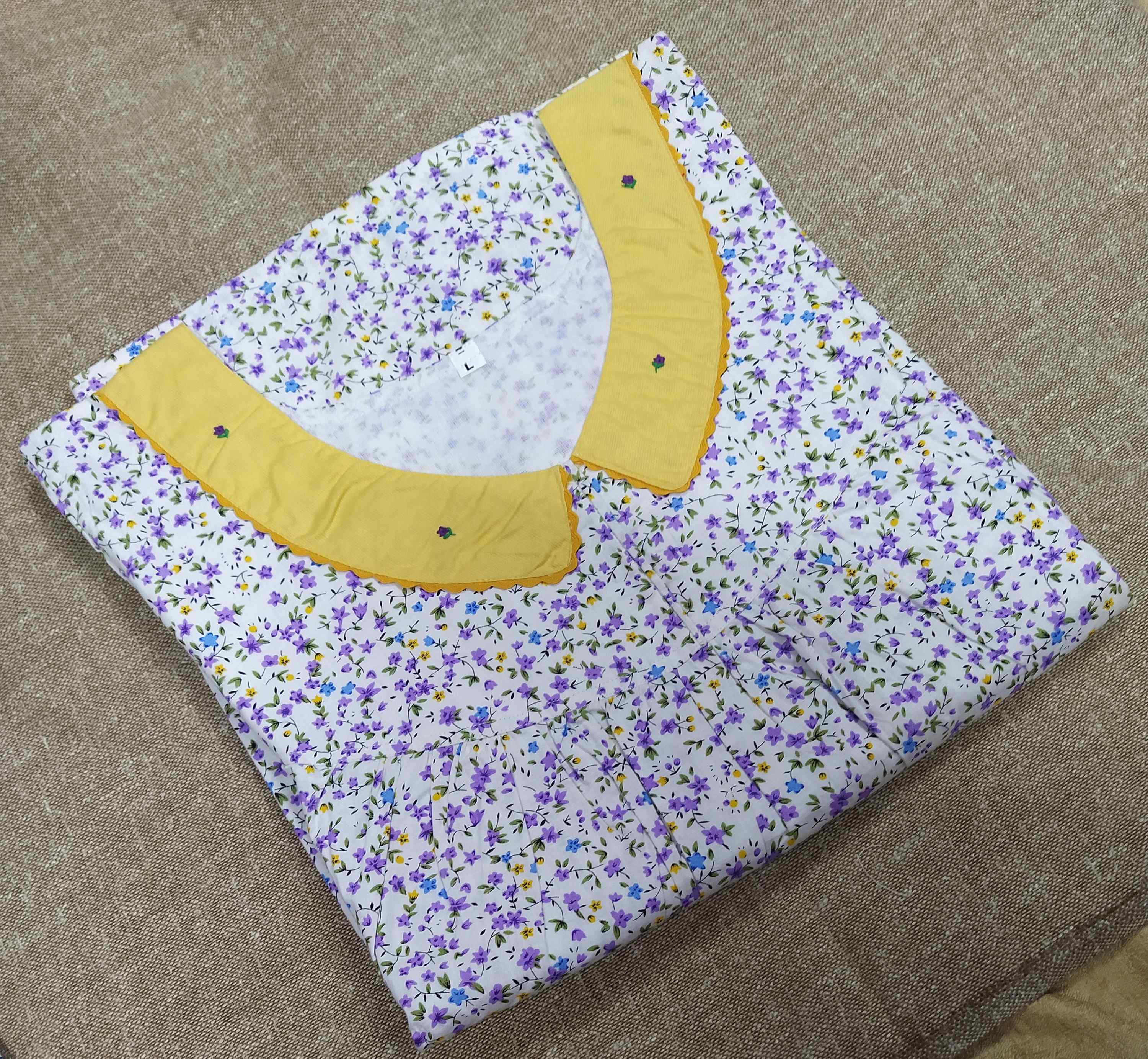 Cotton With Pockets, No Open Large Printed Nighty