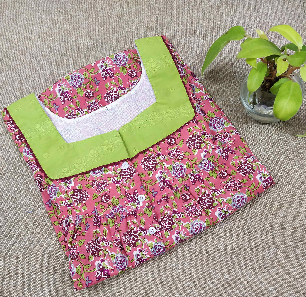Soft Cotton With Pockets, Half Open Large Printed Nighty
