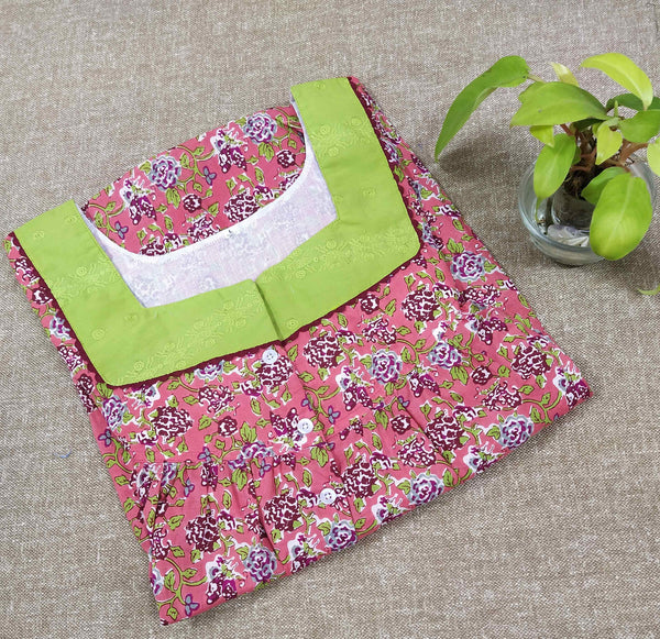 Soft Cotton With Pockets, Half Open Large Printed Nighty