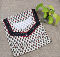 Cotton With Pockets, Half Open Large Printed Nighty