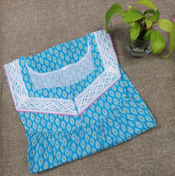Soft Cotton With Pockets, No Open Large Printed Nighty