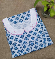 Cotton With Pockets, Half Open Large Printed Nighty