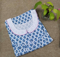 Cotton With Pockets, Half Open Large Printed Nighty
